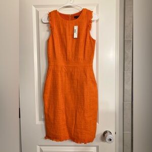 J. Crew Orange Sleeveless Sheath Midi Dress